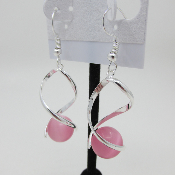 Genuine Cat's Eye Earrings w/SP hardware - Picture 2 of 2